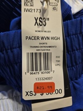 adidas Women Pacer Wvn High Shorts in Semi Lucid Blue. You Will Be Getting 2 Pr.